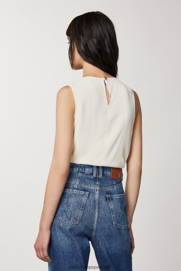 Patrizia Pepe mulheres top franzido bege pálido vestuário TX086V579