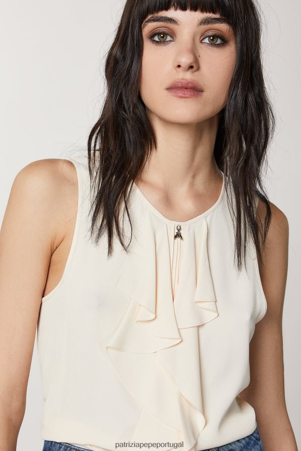 Patrizia Pepe mulheres top franzido bege pálido vestuário TX086V579