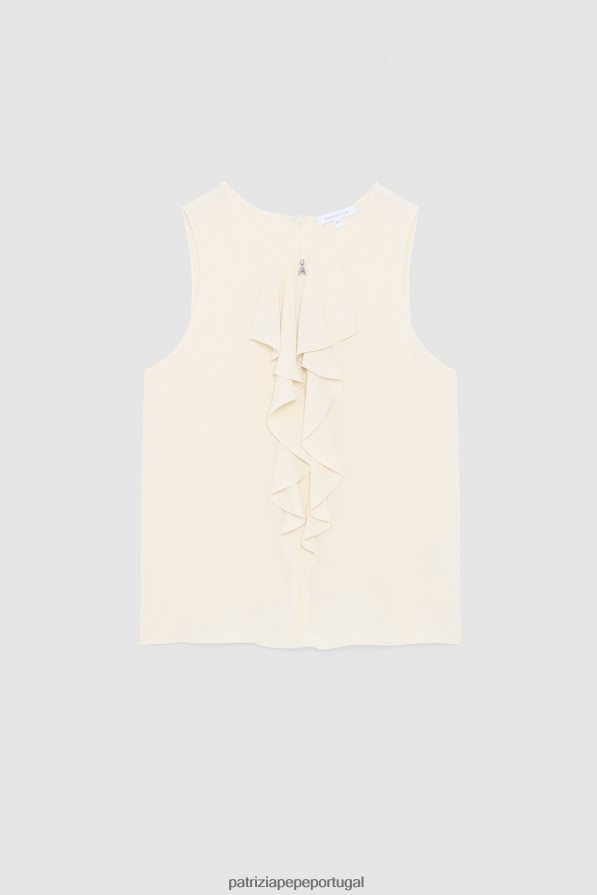Patrizia Pepe mulheres top franzido bege pálido vestuário TX086V579