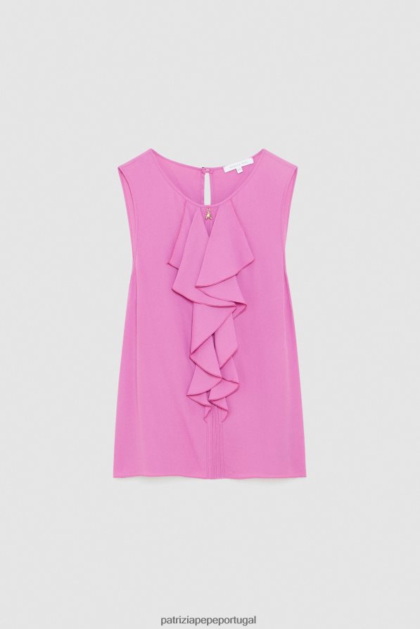 Patrizia Pepe mulheres top franzido orquídea roxa vestuário TX086V531