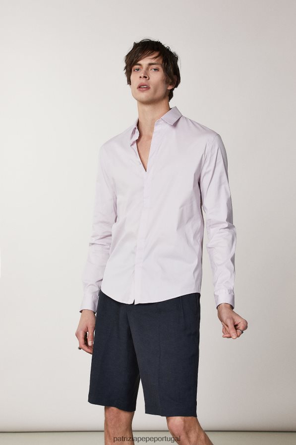 Patrizia Pepe homens camisa de algodão com ajuste relaxado silêncio da orquídea vestuário TX086V1046