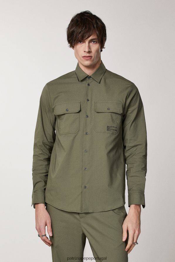 Patrizia Pepe homens camisa de bolso grande azeitona capuleto vestuário TX086V1031