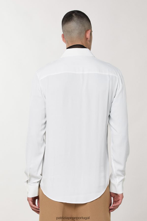 Patrizia Pepe homens camisa de sarja macia branco ótico vestuário TX086V1043