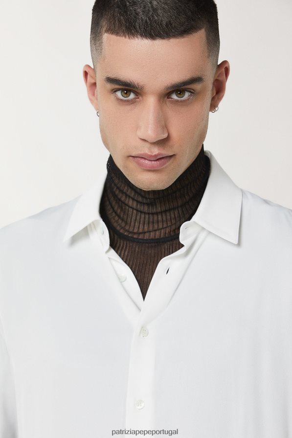 Patrizia Pepe homens camisa de sarja macia branco ótico vestuário TX086V1043