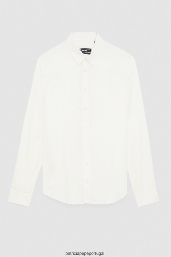 Patrizia Pepe homens camisa de sarja macia branco ótico vestuário TX086V1043