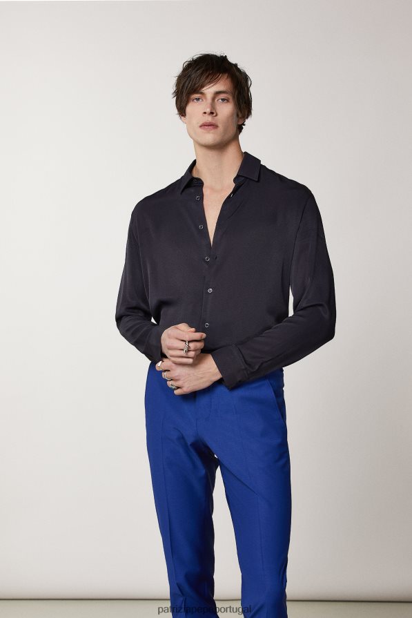 Patrizia Pepe homens camisa de sarja macia marinha real vestuário TX086V1022