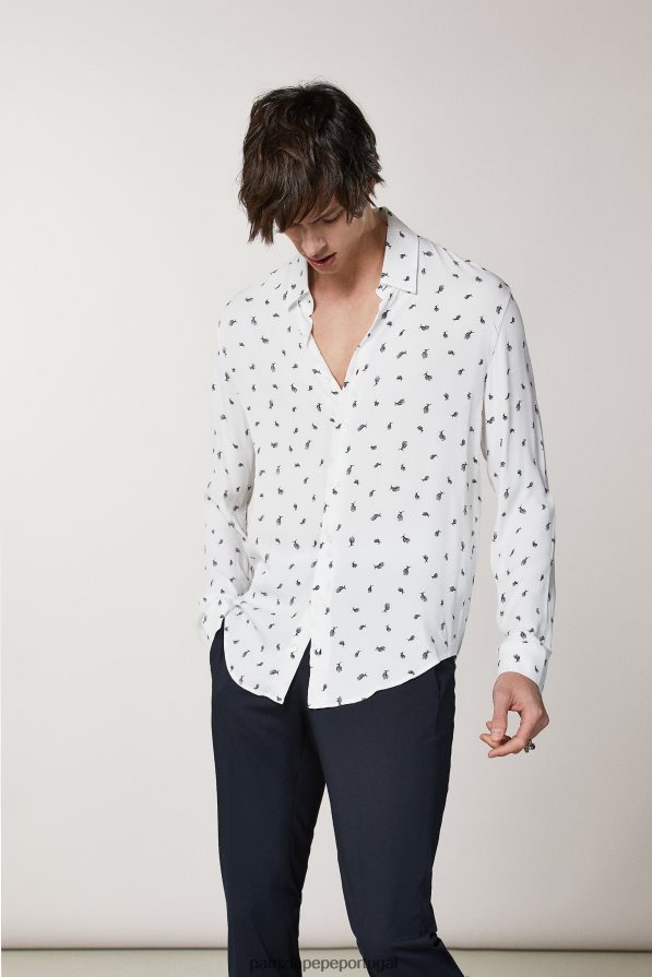 Patrizia Pepe homens camisa estampada em sarja micro cacto vestuário TX086V1029