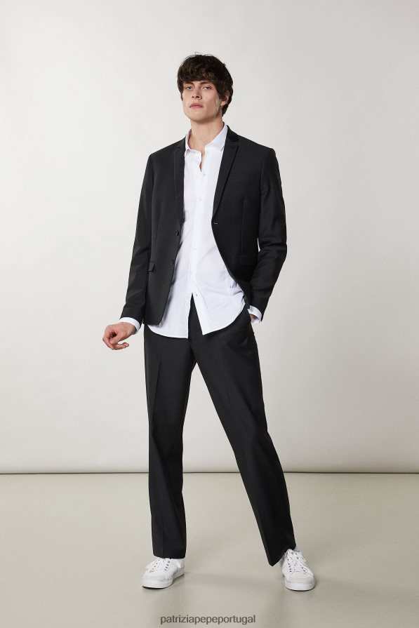 Patrizia Pepe homens camisa justa de manga comprida branco ótico vestuário TX086V1044