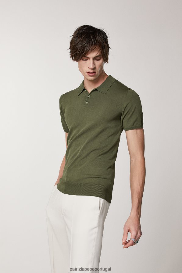 Patrizia Pepe homens camisa polo manga curta azeitona capuleto vestuário TX086V1006
