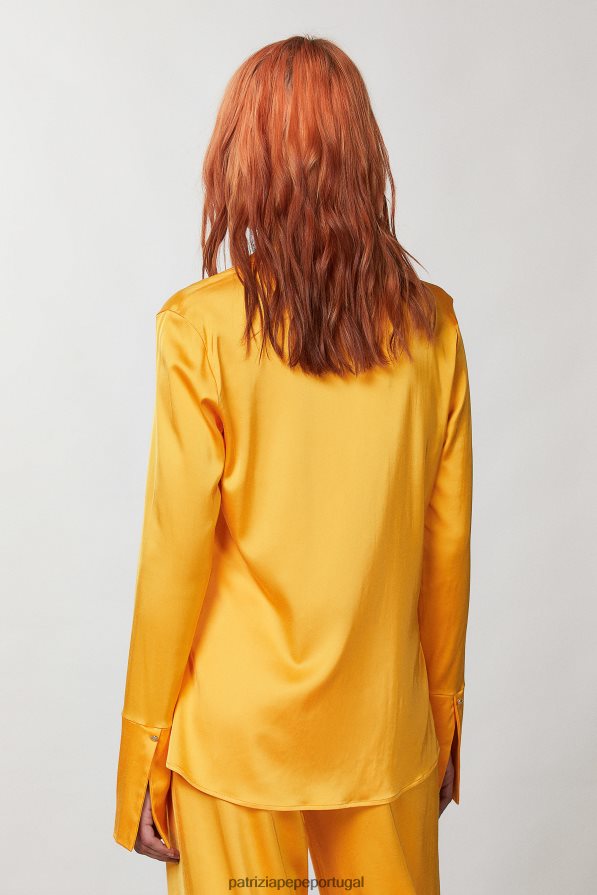 Patrizia Pepe mulheres blusa de cetim laranja suculenta vestuário TX086V318