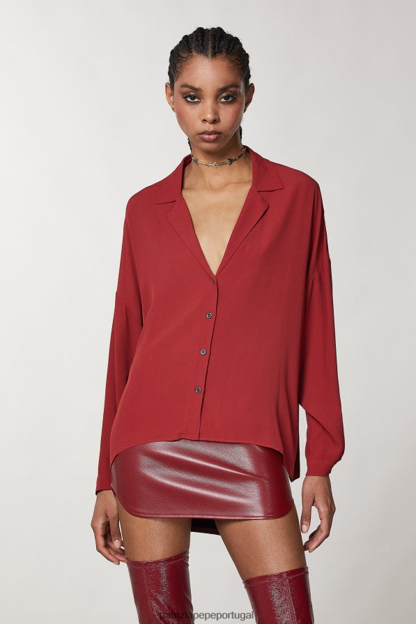Patrizia Pepe mulheres blusa slim de viscose vermelho marciano vestuário TX086V86