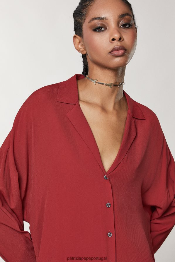 Patrizia Pepe mulheres blusa slim de viscose vermelho marciano vestuário TX086V86