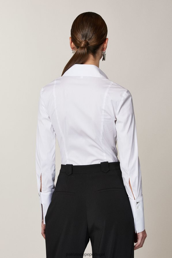 Patrizia Pepe mulheres body camisa branco ótico vestuário TX086V584