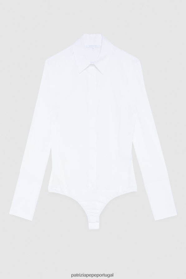 Patrizia Pepe mulheres body camisa branco ótico vestuário TX086V584