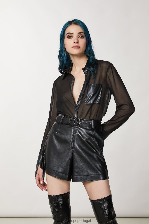 Patrizia Pepe mulheres camisa crepe regular fit Nero vestuário TX086V164