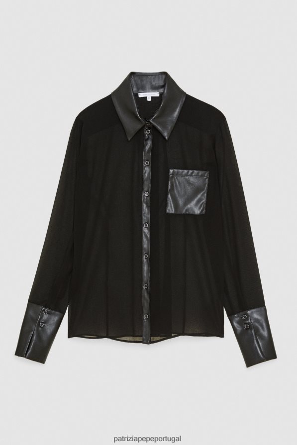 Patrizia Pepe mulheres camisa crepe regular fit Nero vestuário TX086V164