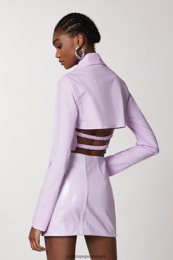 Patrizia Pepe mulheres camisa cropped de popeline lilás fresco vestuário TX086V472