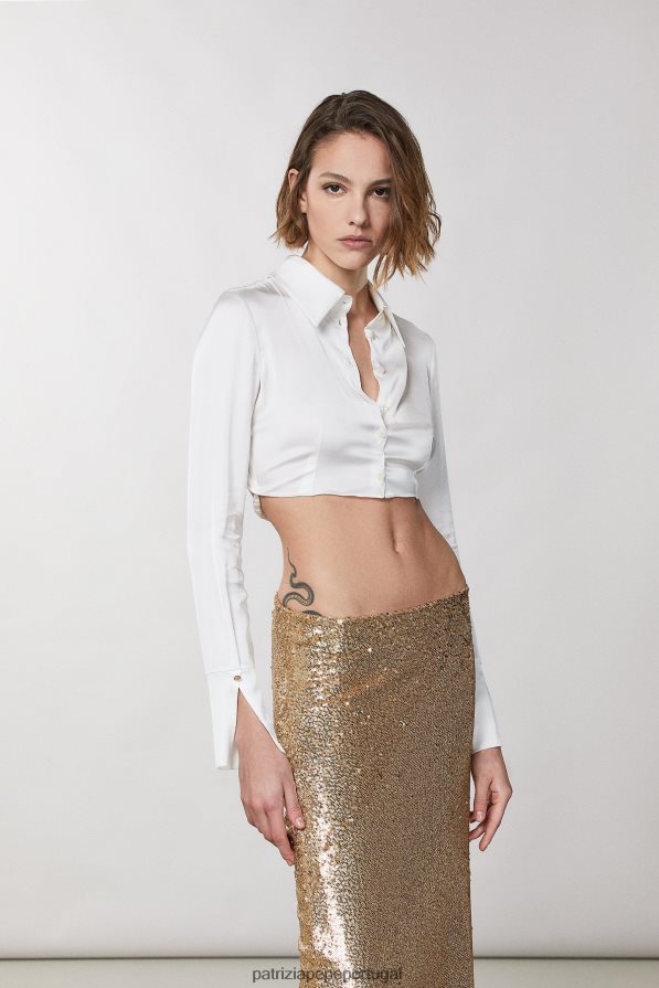 Patrizia Pepe mulheres camisa cropped manga longa branco vestuário TX086V364