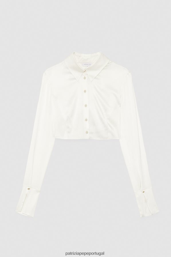 Patrizia Pepe mulheres camisa cropped manga longa branco vestuário TX086V364
