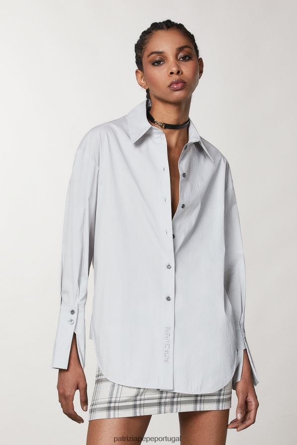 Patrizia Pepe mulheres camisa de algodão elástico cinza mineral vestuário TX086V123