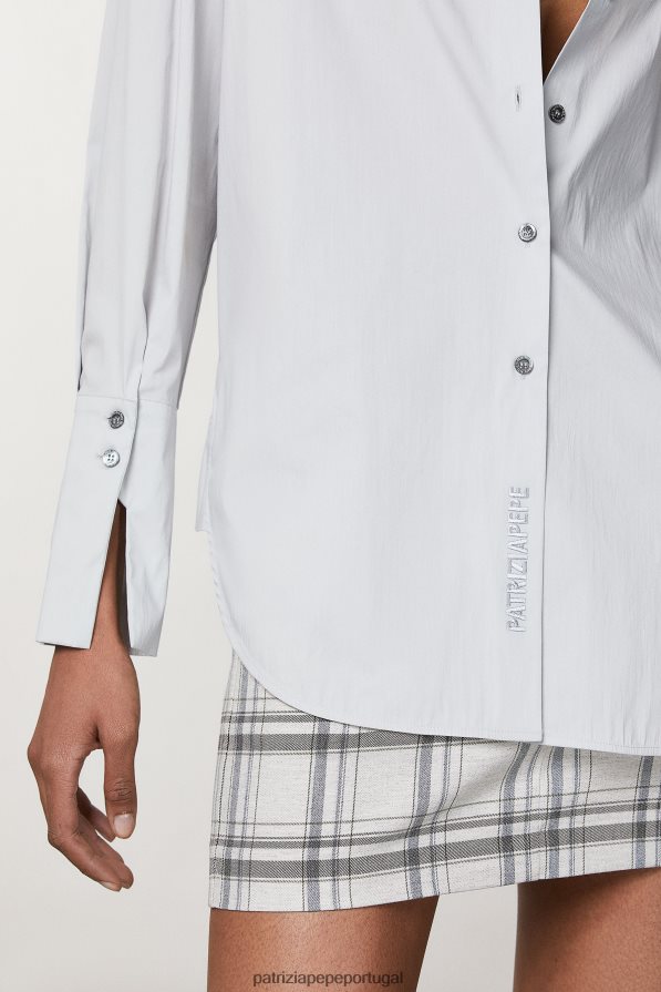 Patrizia Pepe mulheres camisa de algodão elástico cinza mineral vestuário TX086V123
