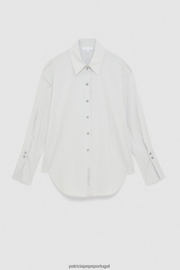 Patrizia Pepe mulheres camisa de algodão elástico cinza mineral vestuário TX086V123
