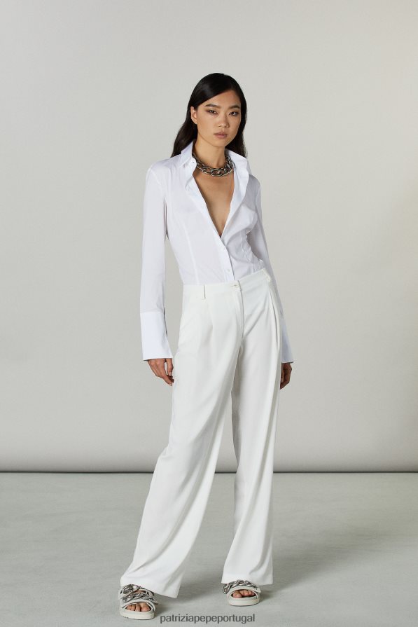 Patrizia Pepe mulheres camisa de manga comprida branco ótico vestuário TX086V596