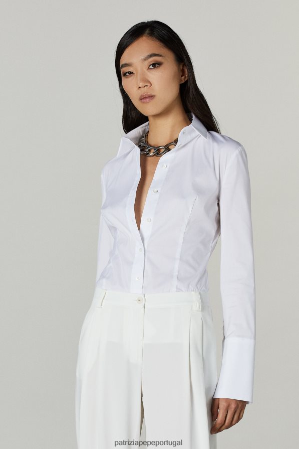 Patrizia Pepe mulheres camisa de manga comprida branco ótico vestuário TX086V596