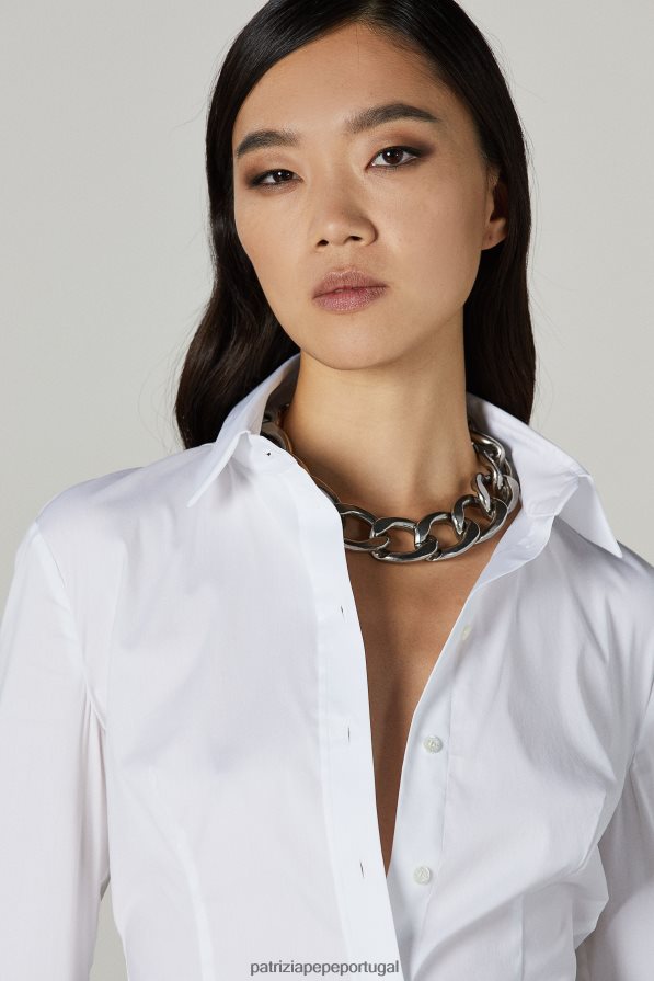 Patrizia Pepe mulheres camisa de manga comprida branco ótico vestuário TX086V596