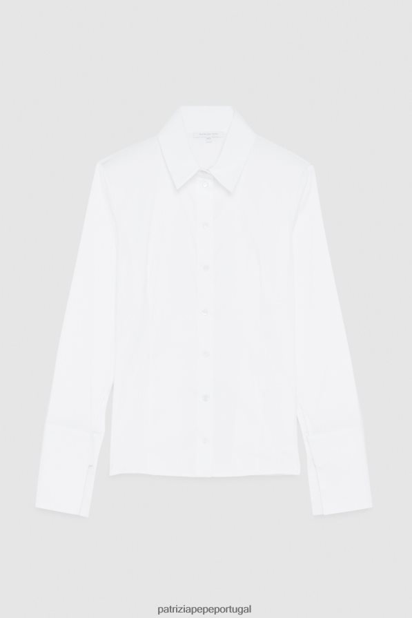 Patrizia Pepe mulheres camisa de manga comprida branco ótico vestuário TX086V596