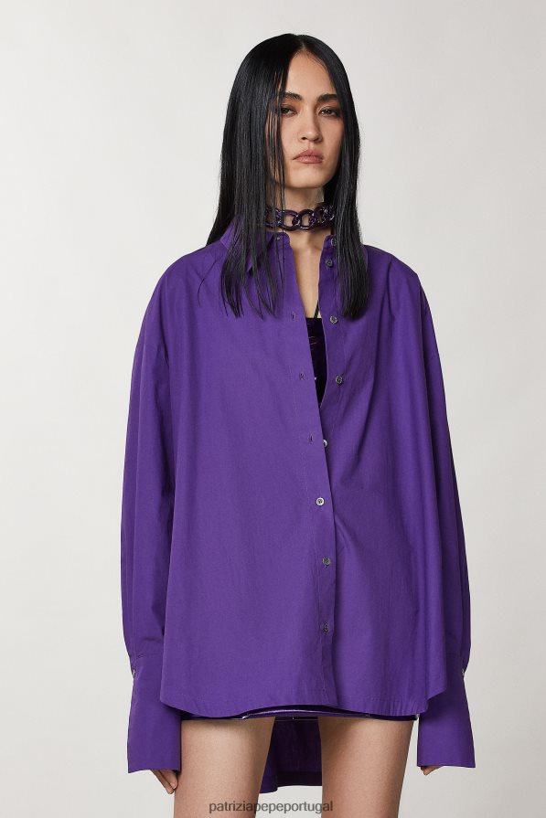 Patrizia Pepe mulheres camisa de manga comprida reta violeta sexy vestuário TX086V347