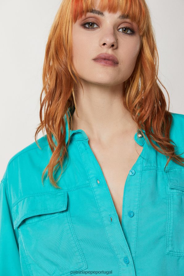 Patrizia Pepe mulheres camisa de manga comprida verde água vestuário TX086V604