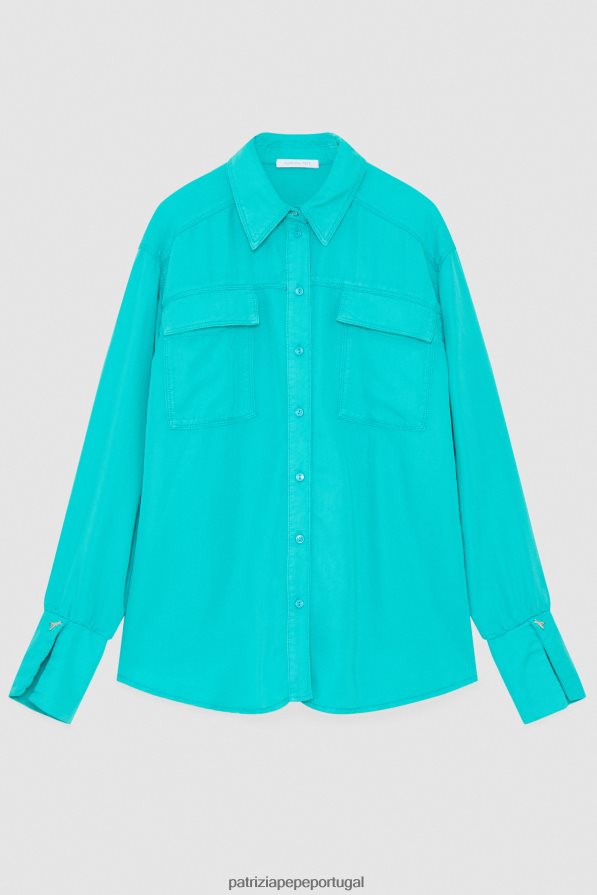 Patrizia Pepe mulheres camisa de manga comprida verde água vestuário TX086V604