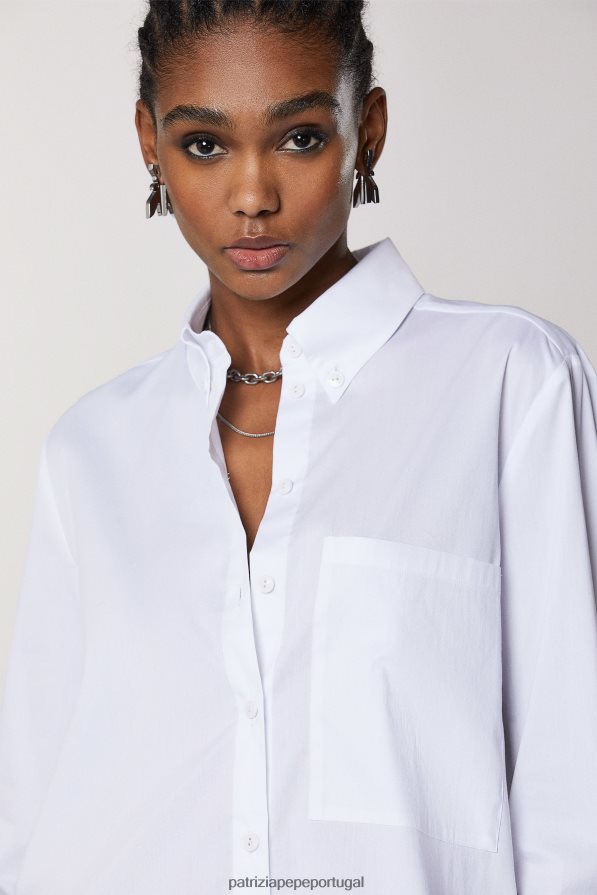 Patrizia Pepe mulheres camisa de popeline grande branco ótico vestuário TX086V435
