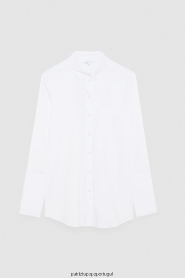Patrizia Pepe mulheres camisa de popeline grande branco ótico vestuário TX086V435