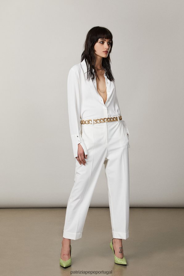 Patrizia Pepe mulheres camisa de punho longo "essencial" branco vestuário TX086V699