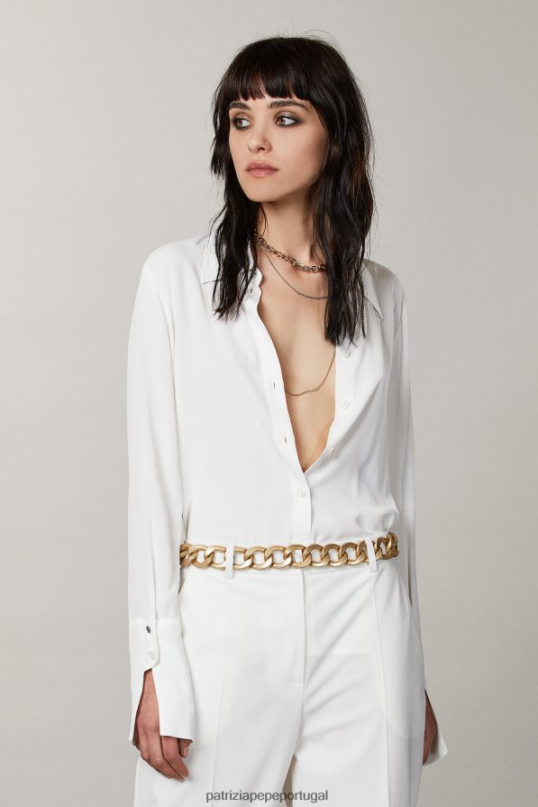 Patrizia Pepe mulheres camisa de punho longo \"essencial\" branco vestuário TX086V699