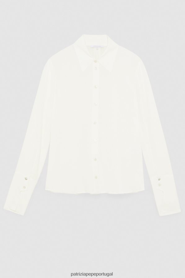 Patrizia Pepe mulheres camisa de punho longo \"essencial\" branco vestuário TX086V699