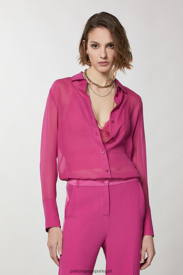 Patrizia Pepe mulheres camisa de seda cerimônia fúcsia vestuário TX086V615