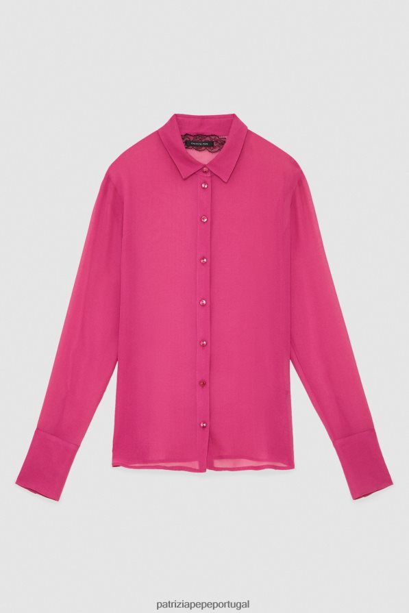 Patrizia Pepe mulheres camisa de seda cerimônia fúcsia vestuário TX086V615
