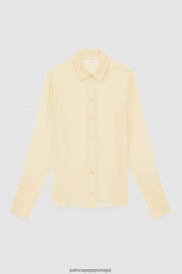 Patrizia Pepe mulheres camisa de seda clareza amarelo vestuário TX086V694