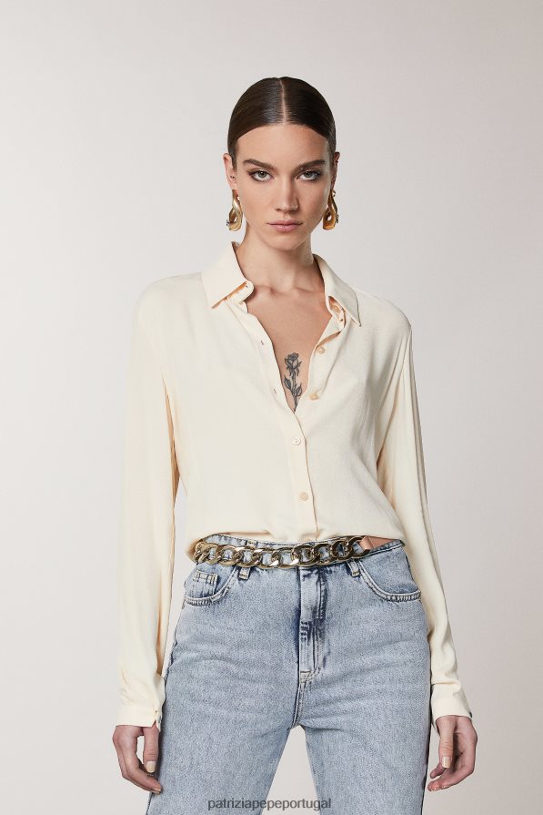 Patrizia Pepe mulheres camisa de viscose bege pálido vestuário TX086V422