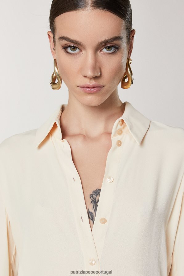 Patrizia Pepe mulheres camisa de viscose bege pálido vestuário TX086V422