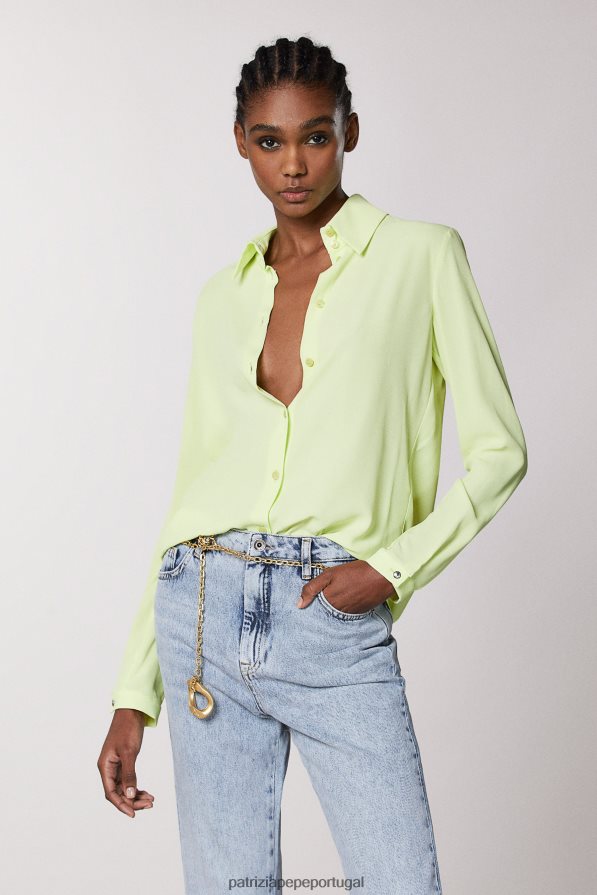 Patrizia Pepe mulheres camisa de viscose limão ensolarado vestuário TX086V418