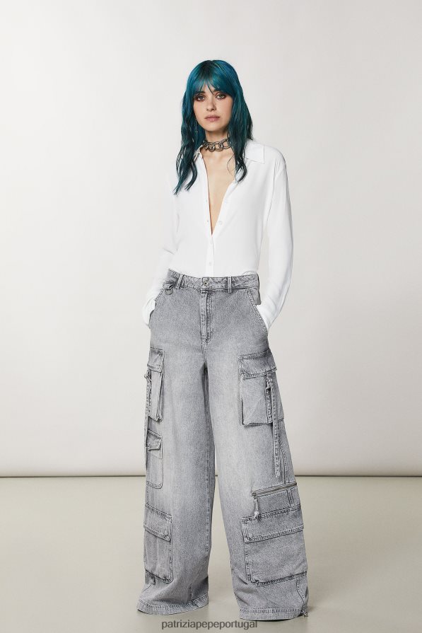 Patrizia Pepe mulheres camisa de viscose macia branco vestuário TX086V67