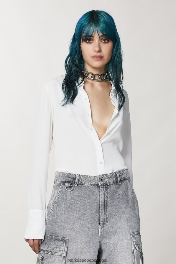 Patrizia Pepe mulheres camisa de viscose macia branco vestuário TX086V67