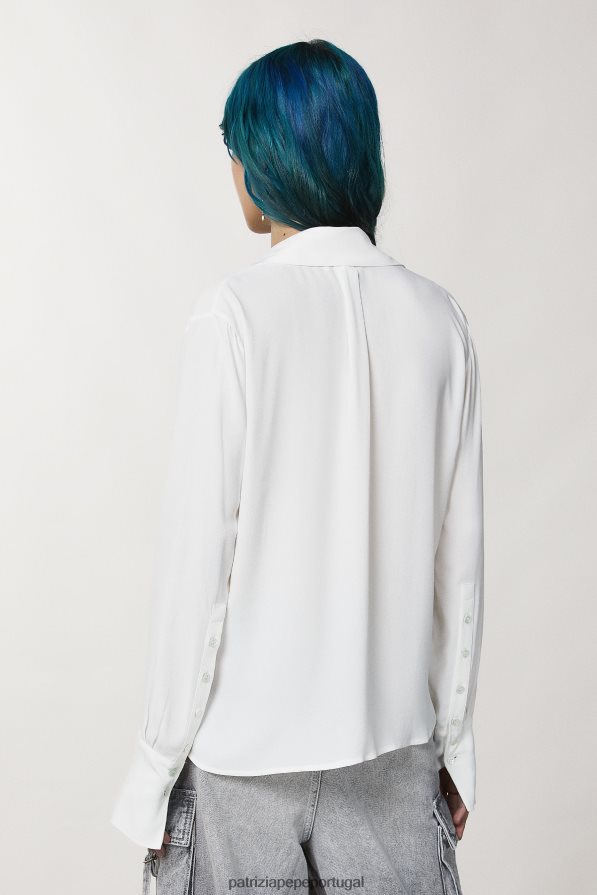 Patrizia Pepe mulheres camisa de viscose macia branco vestuário TX086V67