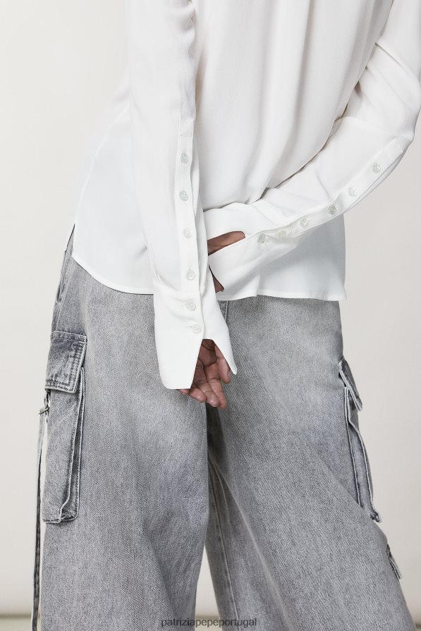 Patrizia Pepe mulheres camisa de viscose macia branco vestuário TX086V67