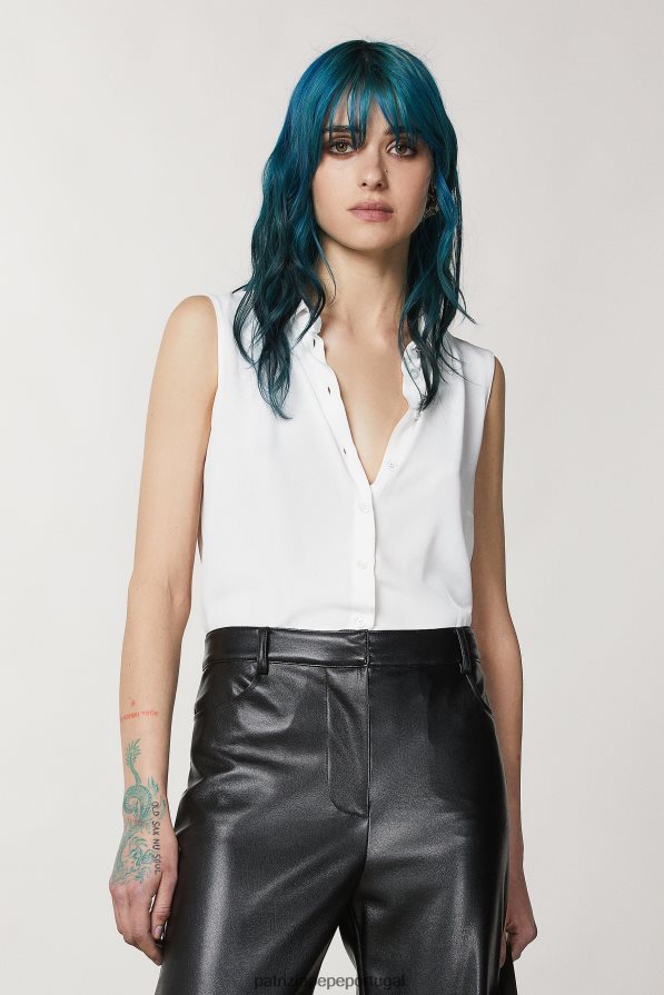 Patrizia Pepe mulheres camisa de viscose sem mangas branco vestuário TX086V112