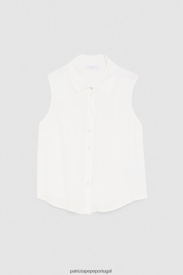 Patrizia Pepe mulheres camisa de viscose sem mangas branco vestuário TX086V112